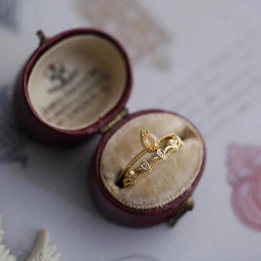 Delicate Citrine Zircon Lace Adjustable Ring