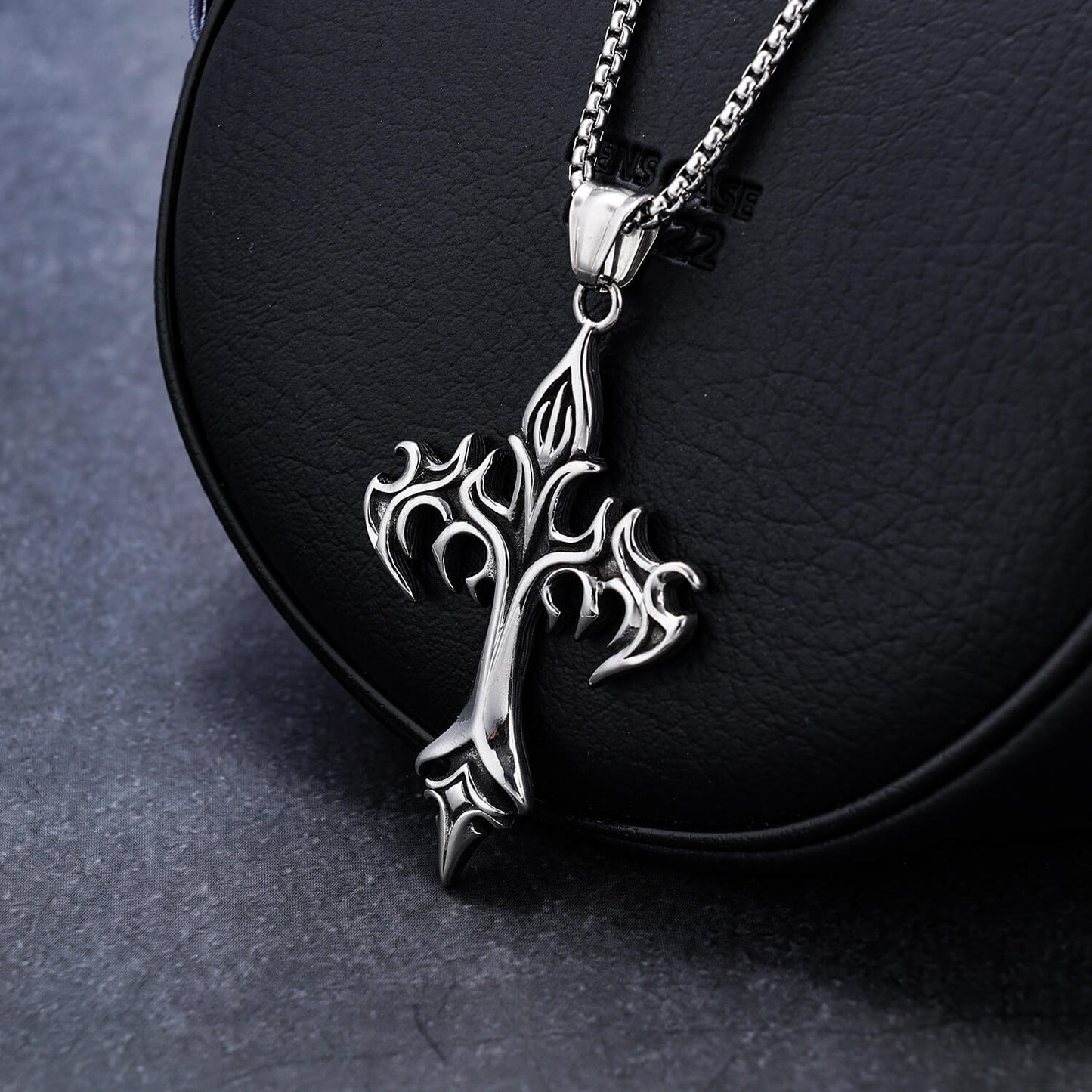 Majestic Flame Cross Shape Stainless Steel Pendant