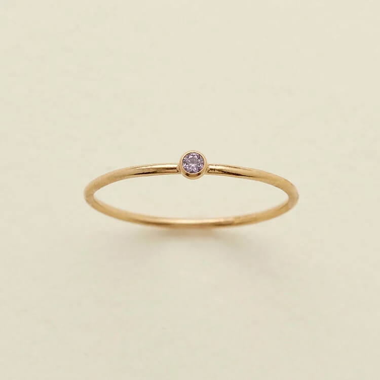 Birthstone 12 Month Birth Slim Ring