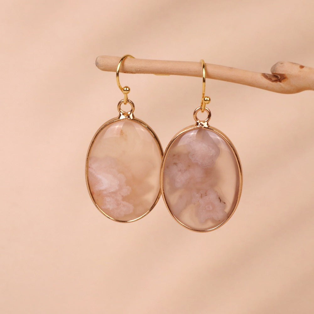 Cherry Stone Oval Pendant Earrings