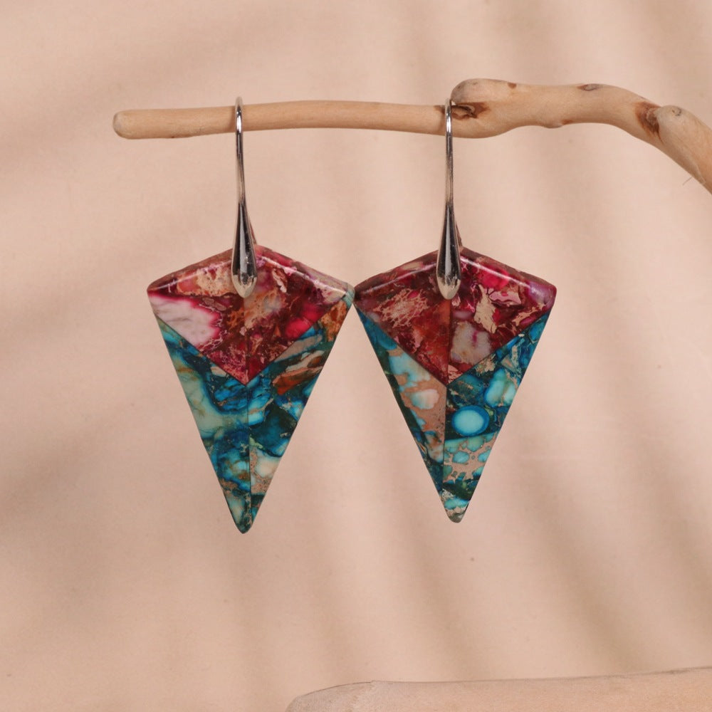 Geometric Triangle Royal Pine Pendant Earrings