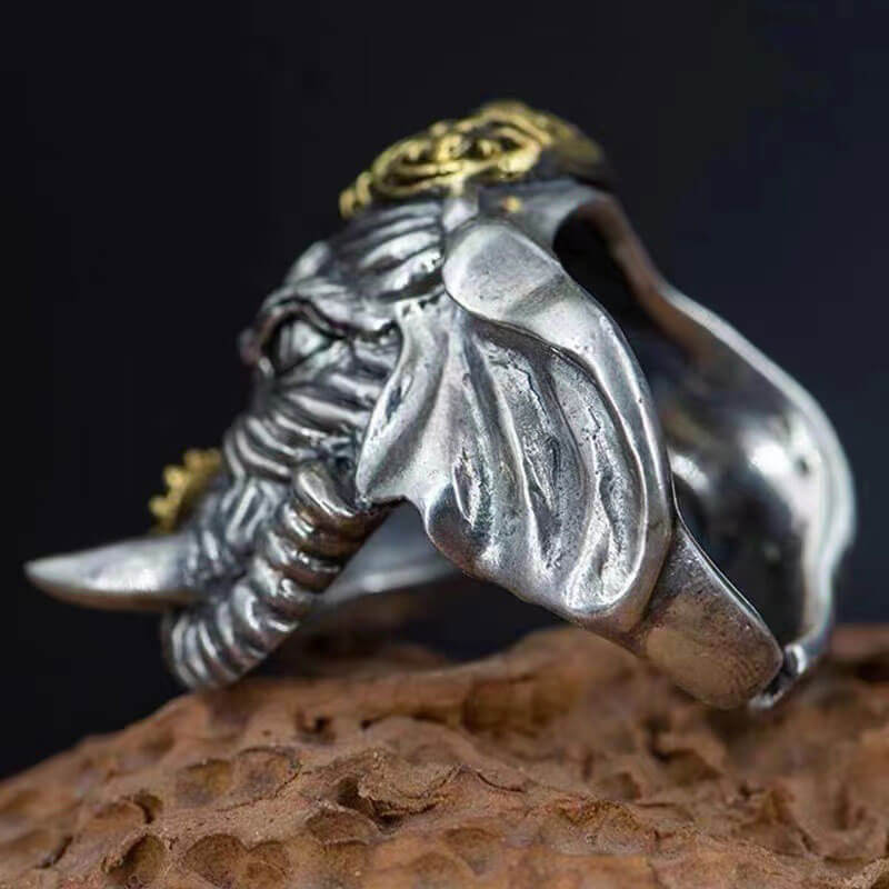 Vintage Handmade Elephant Heavy Personality Male Fashion Ring