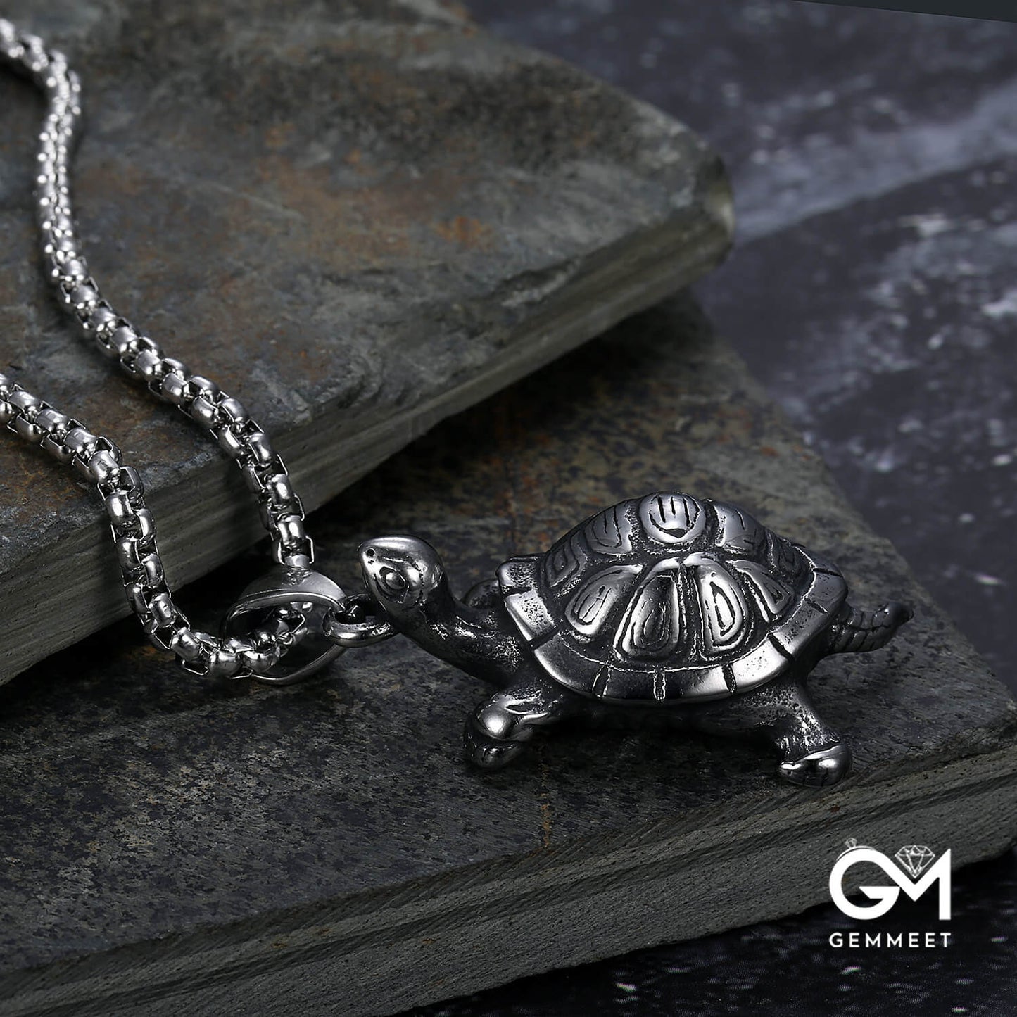 Vintage Stainless Steel Turtle Pendant