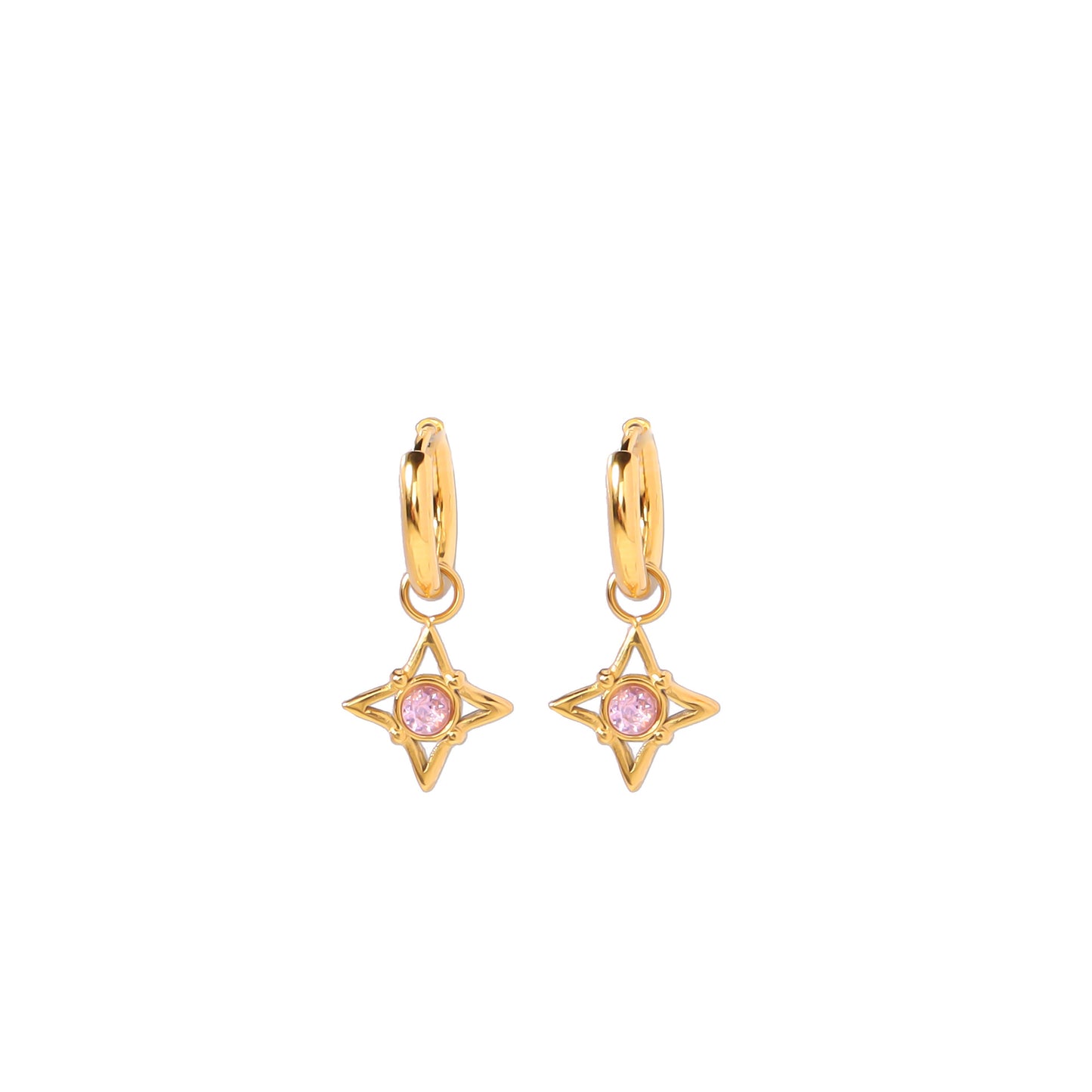 Vintage Zircon Awn Star Stainless Steel Earrings