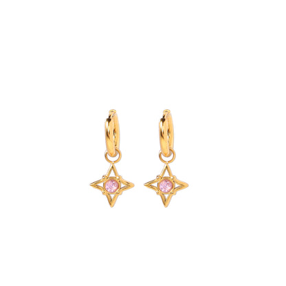 Vintage Zircon Awn Star Stainless Steel Earrings