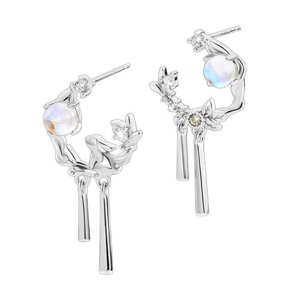 Fashion Moonstone Rabbit Stud Earrings