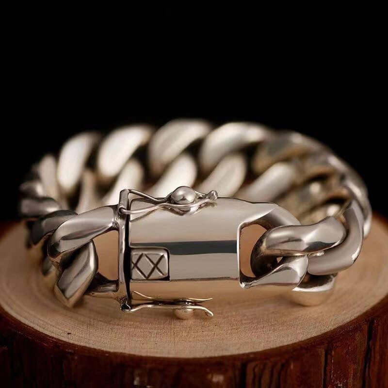 Men's S925 Retro Punk Cuban Rope Plain Bracelet