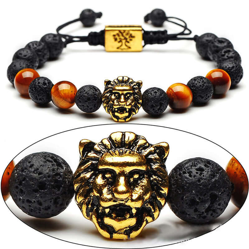 Tiger Eye Lion Head Bracelet