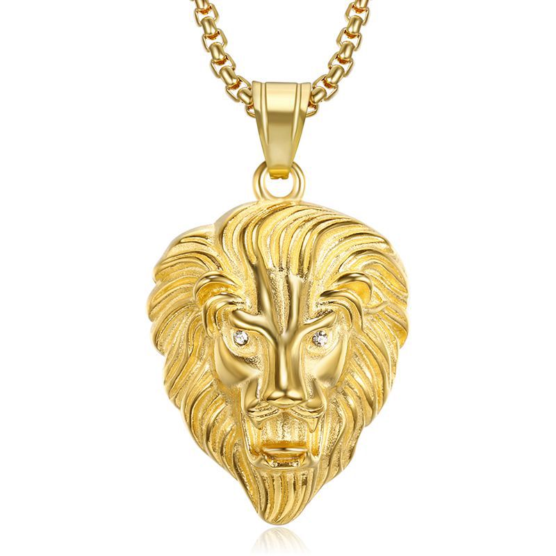 HIPHOP Jewelry Gold-plated Zircon Lion Head Pendant