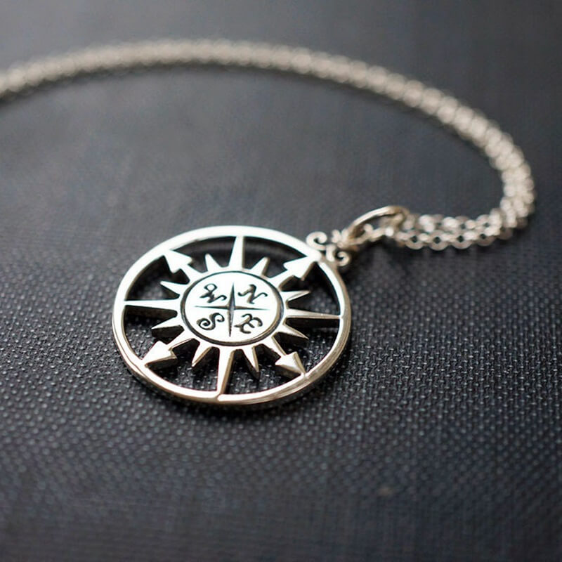 Simple Compass Cross Nautical Stainless Steel Pendant