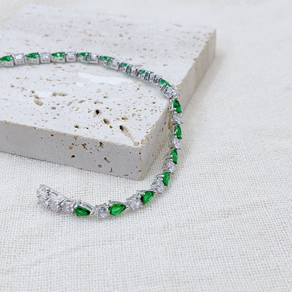 Arrow Inlaid Green Zircon Bracelet