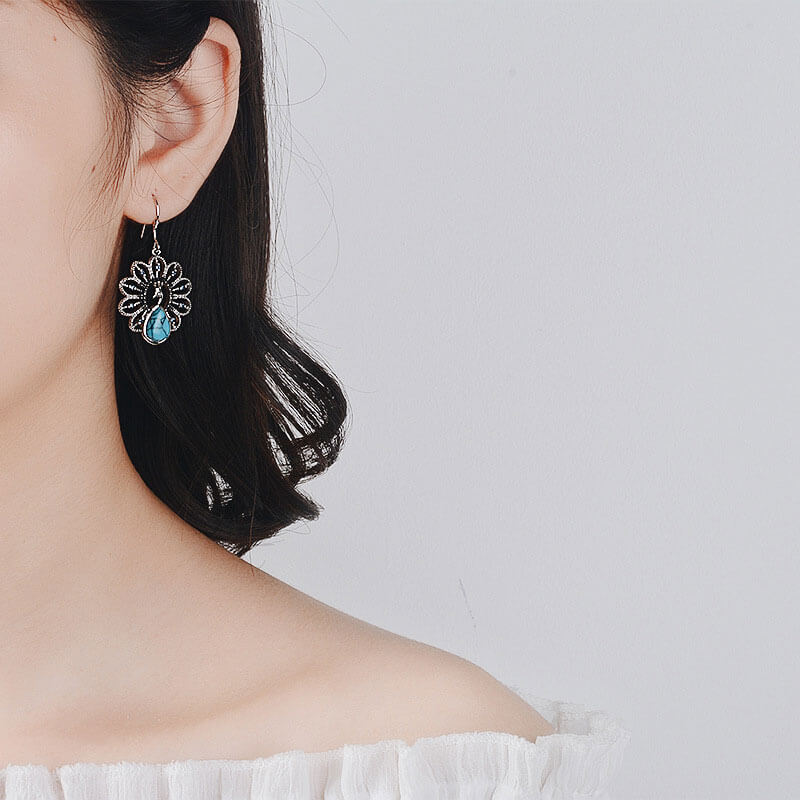 Waterdrop Pear Turquoise Peacock Earrings