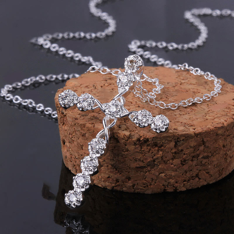 Zircon Cross Shiny Necklace