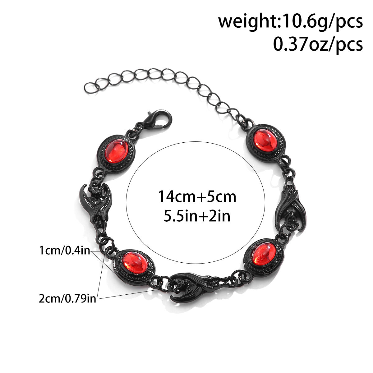 Halloween Black Batman Red Crystal Bracelet