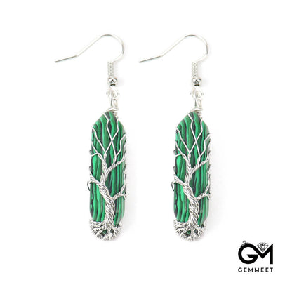 Crystal Hexagonal Tree of Life Alloy Earrings