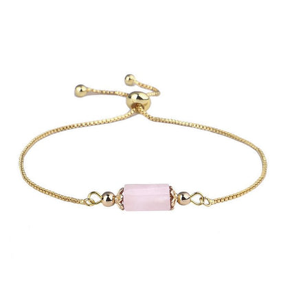 Delicate Natural Crystal Gold Chain Bracelet