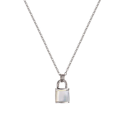 Design Sense Small Lock Head Pendant Titanium Steel Necklace