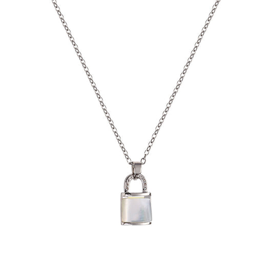 Design Sense Small Lock Head Pendant Titanium Steel Necklace