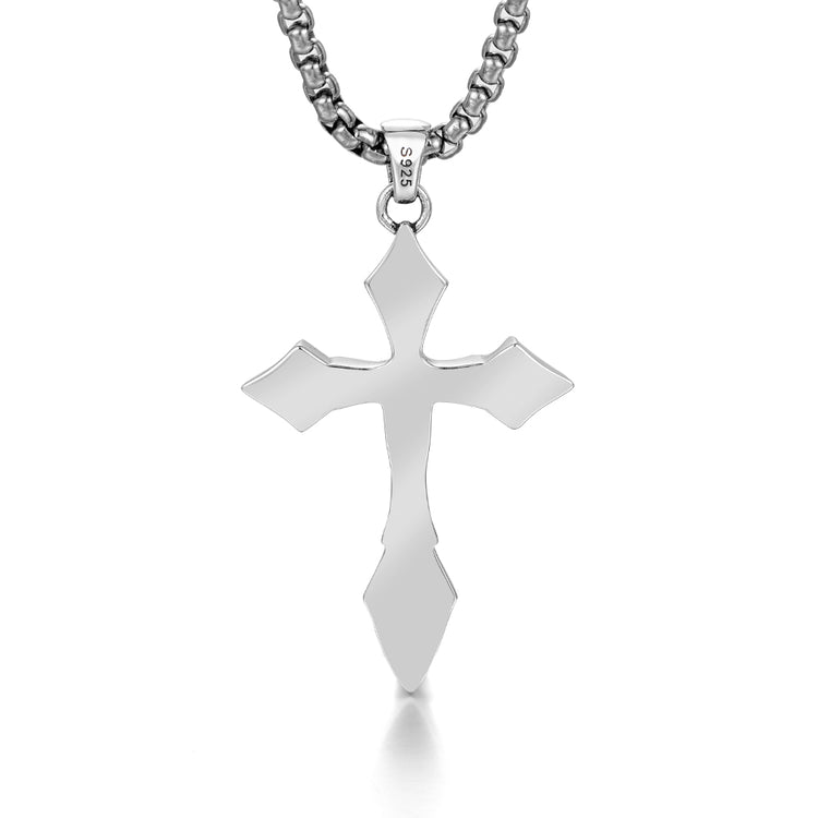 Sterling Silver Black Arrow Cross Pendants Necklace