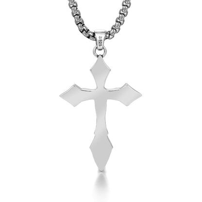 Sterling Silver Black Arrow Cross Pendants Necklace