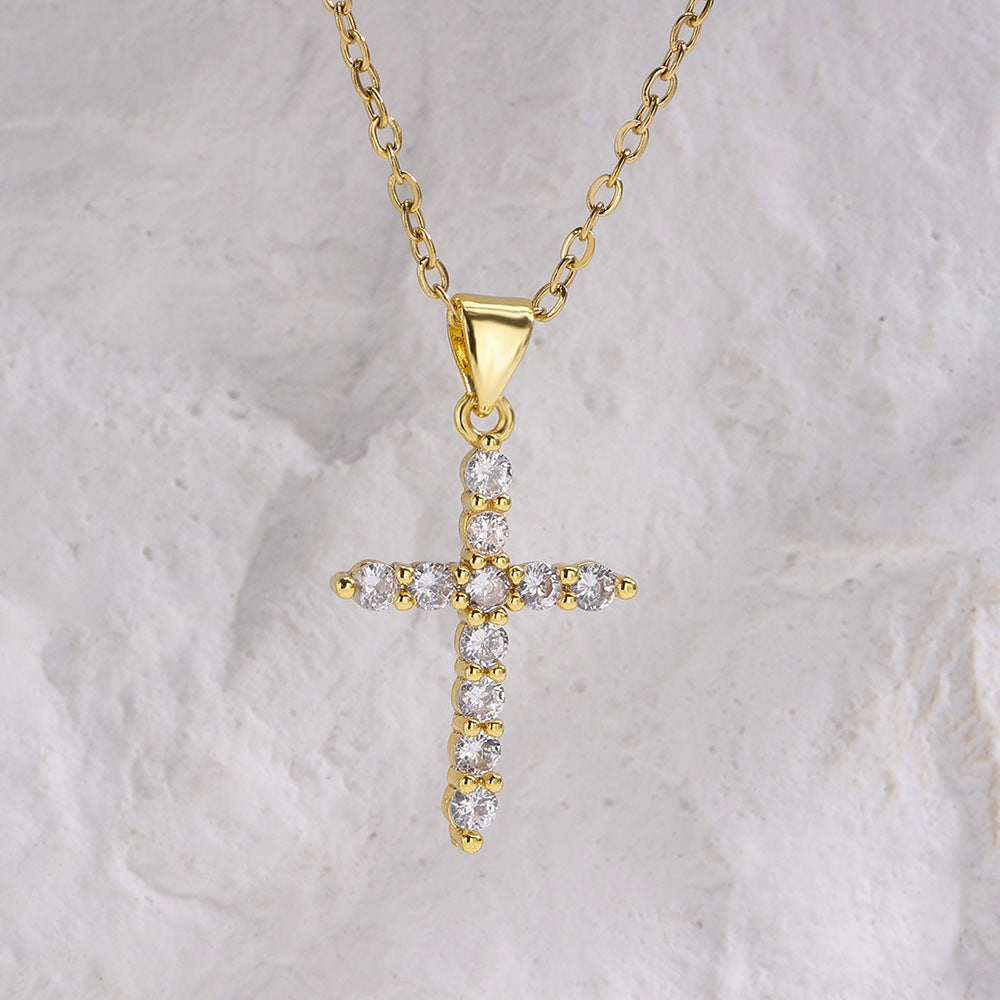 Full Stones Cross Shape Chain Necklace