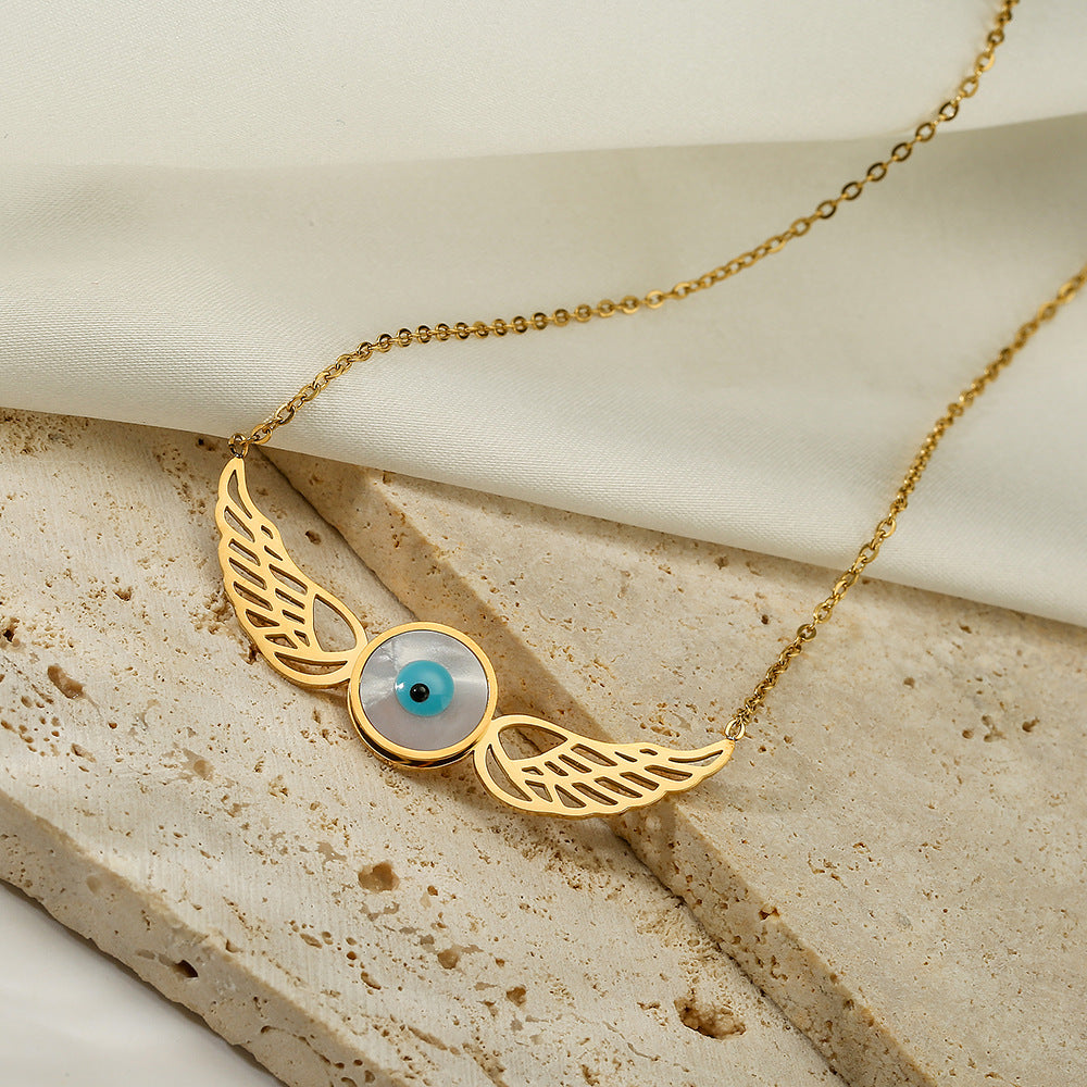 Hollow Evil Eye Wings Pendant Necklace