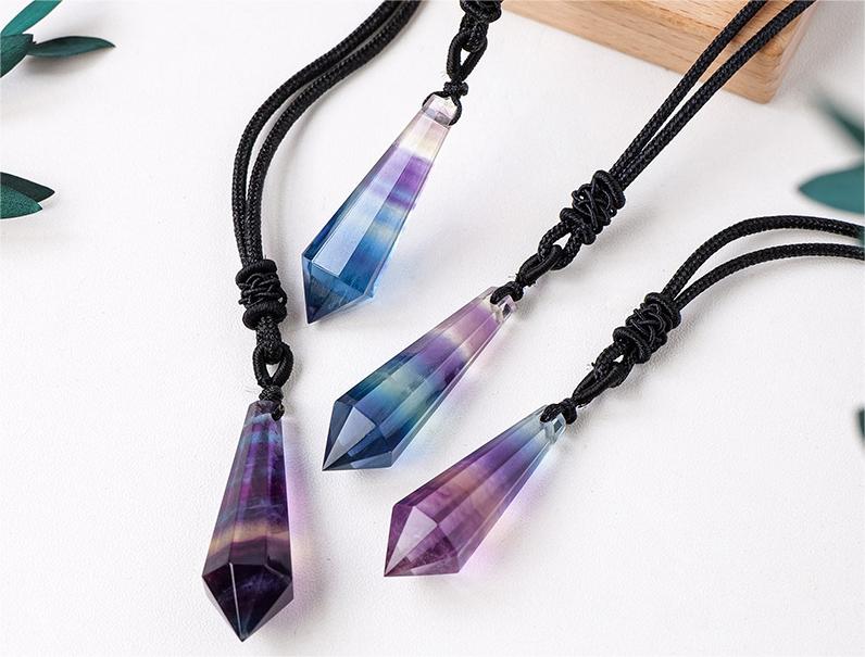 Colorful Fluorite Conical Pendant