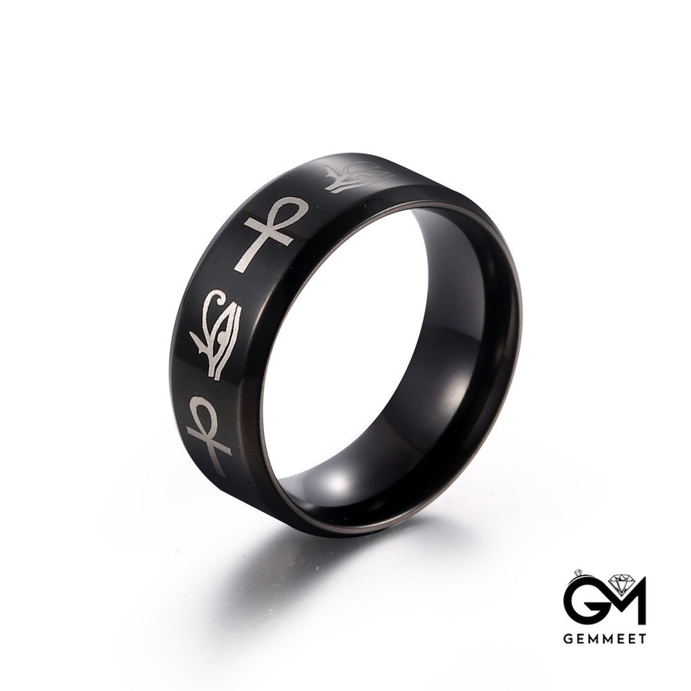 Stainless Steel Simple Letter Symbol Ring