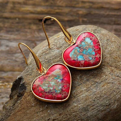 Oyster Turquoise Heart Shape Pendant Earrings