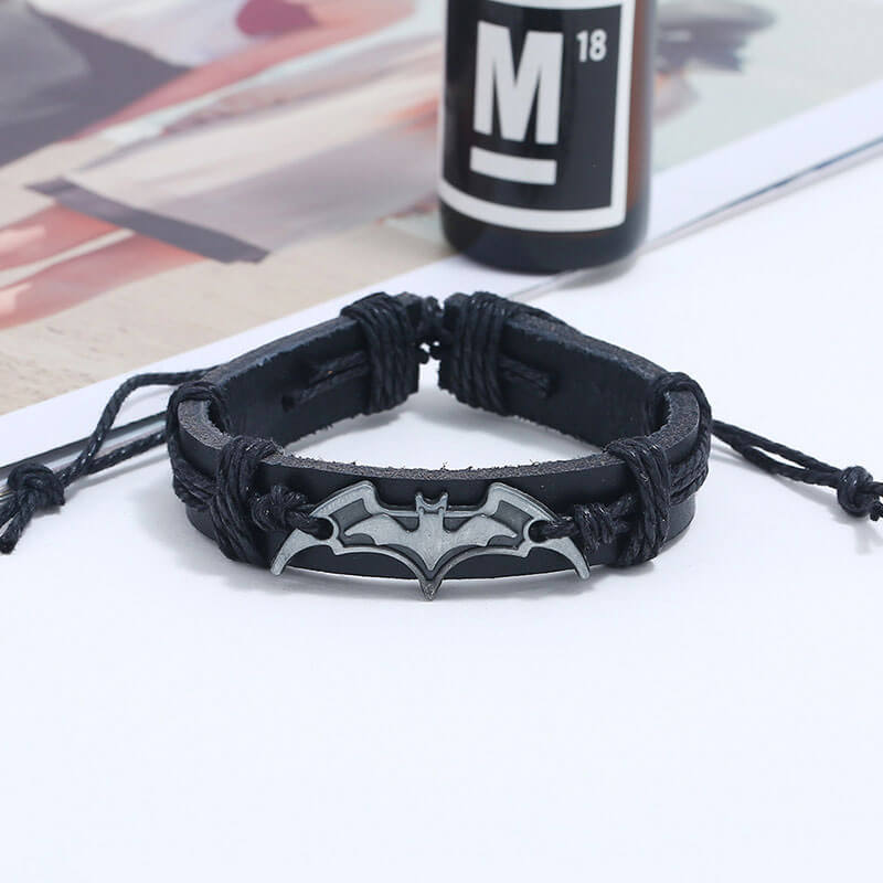 Handwoven Cowhide Bat Alloy Bracelet