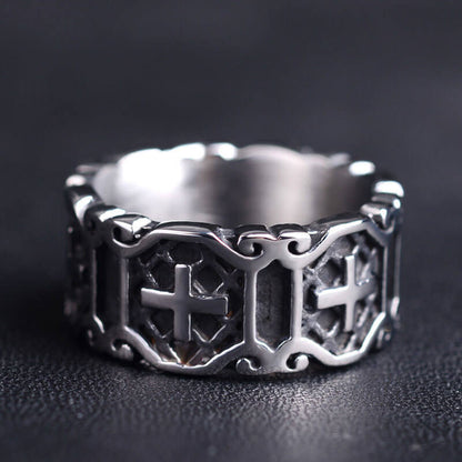 Retro Men's Cross Rhombus Ring