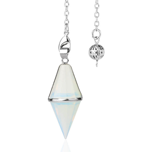 Stone Cut Crystal Cone Pendant