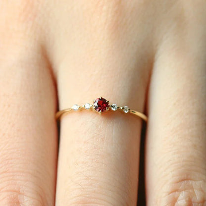 Garnet Minimalist Tiny Ring