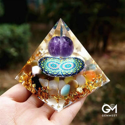 Amethyst with Moonstone Lucky Orgone Pyramid