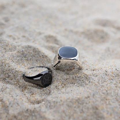 Vintage Styled Black Obsidian Signet Ring