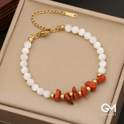 Irregular Stone & Shell Jewelry Bracelet