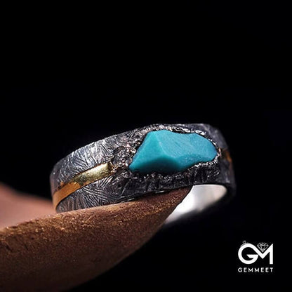 Men's Vintage Inlaid Turquoise Adjustable Ring