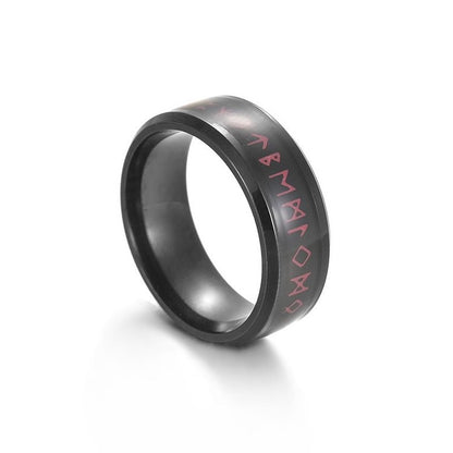 Release Stress Viking Rune Red Font Turnable Ring