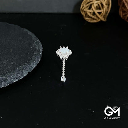 White Opal Sunflower 925 Silver Ring