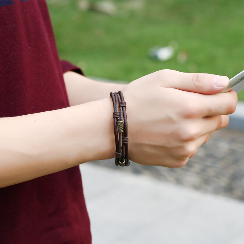 Alloy Braided Leather Bracelet Vintage Cowhide Bracelet Bracelet