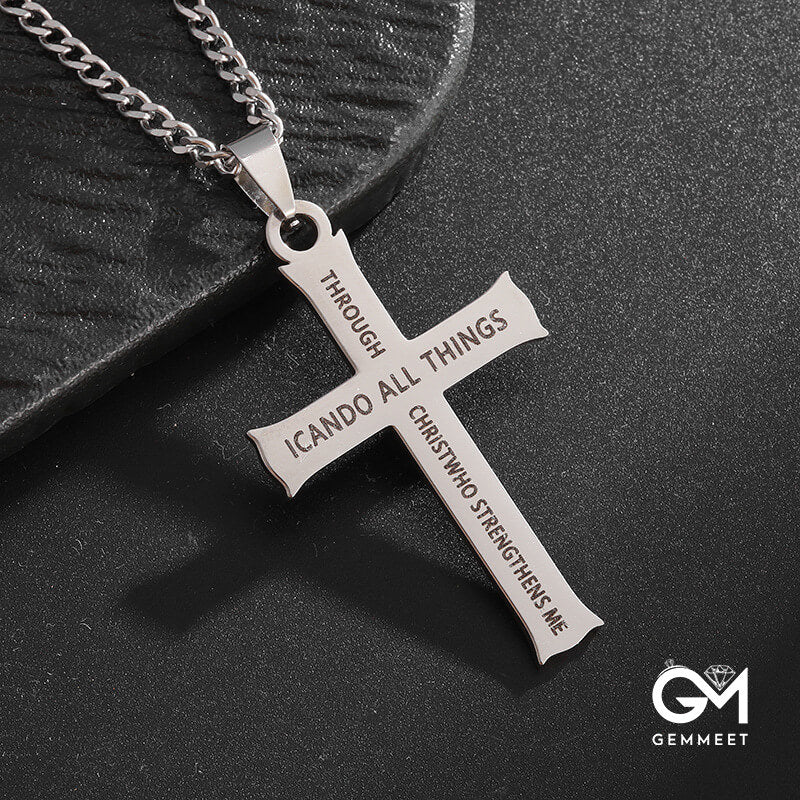 Titanium Steel Cross Pendant Necklace