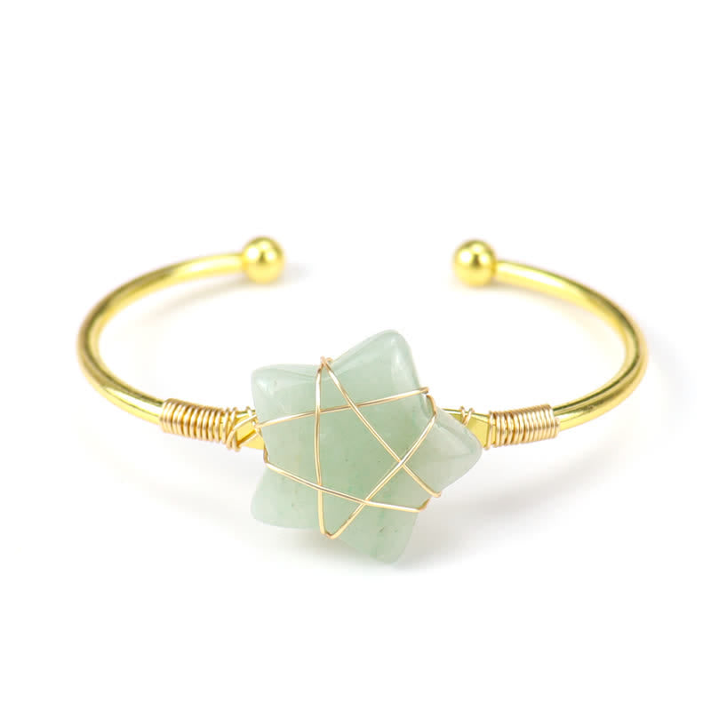 Gold Wire Wrapped Star Shape Gemstone Bracelet