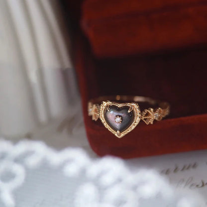 Sterling Silver Gold Plated Labradorite Heart Shaped Ring