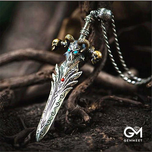 316L Stainless Steel Domineering Angel Sword Amulet Necklace