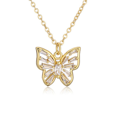 Hollow Butterfly Shape Pendant Chain Necklace