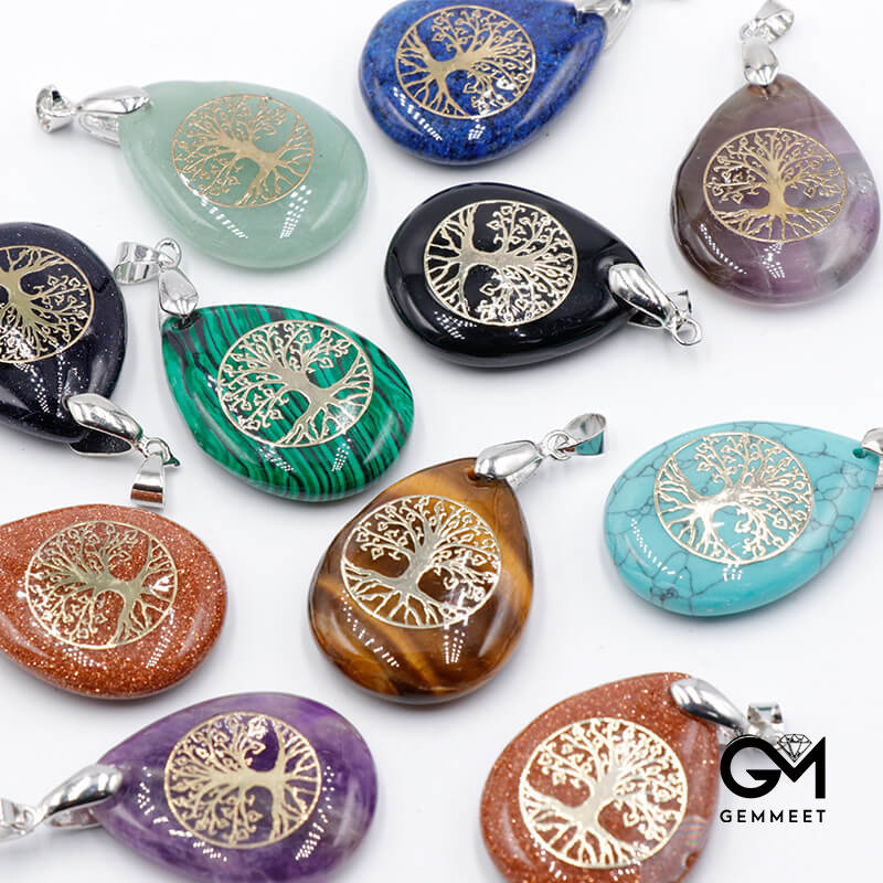 Kabbalah Crystal Tree of Life Water Drop Pendant