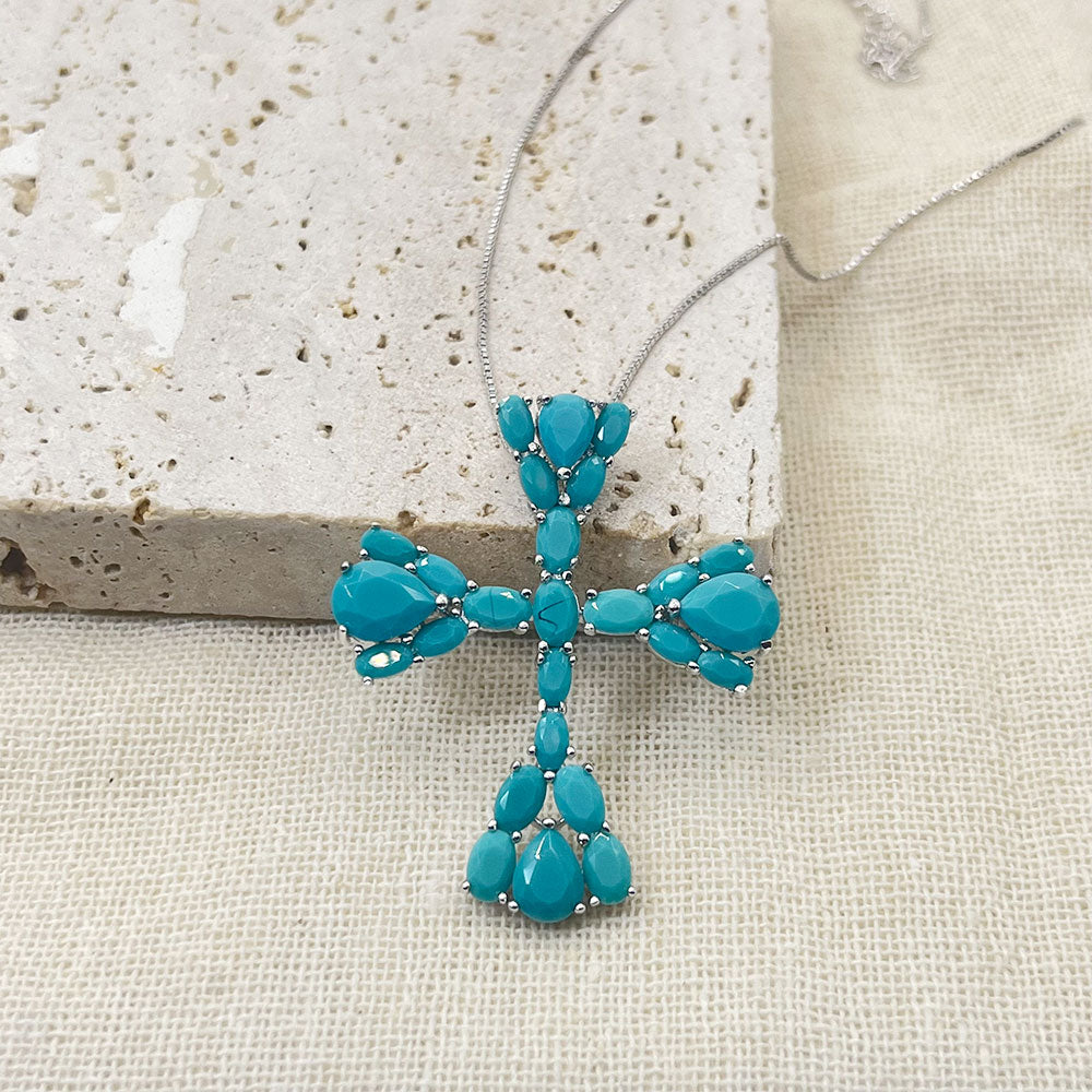 Inlaid Turquoise Pendant Necklace