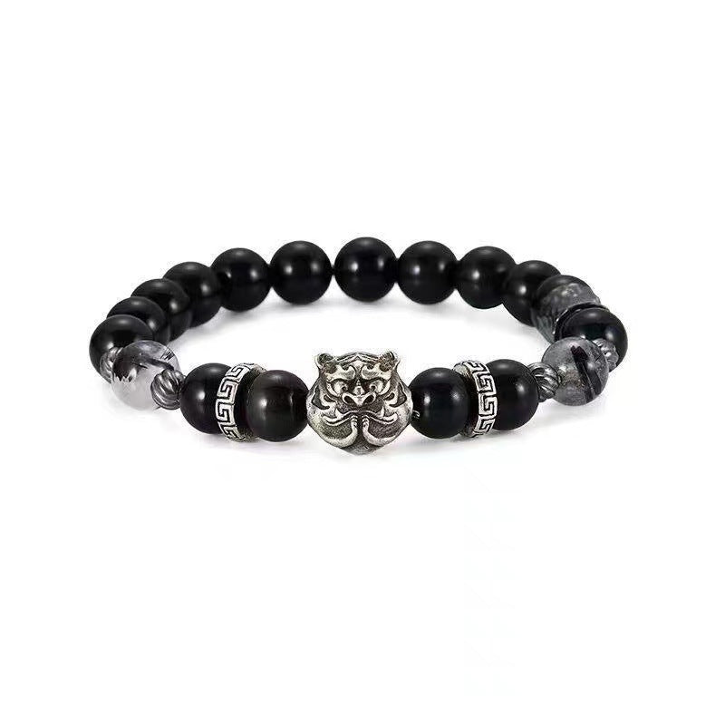 Obsidian Tiger Head Bracelet