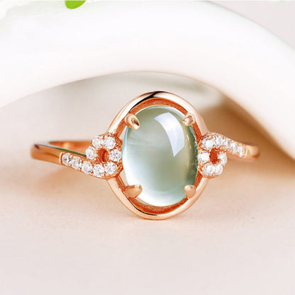 Four-claw Hibiscus Pink Crystal Ring Grape Emerald Live Diamond Ring