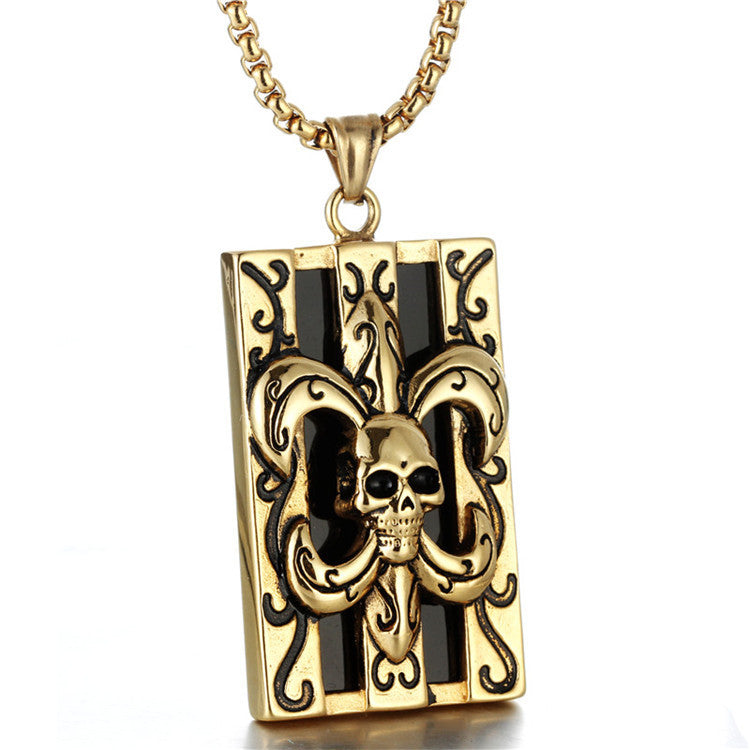 Scout Flower Skull Pendant Punk Necklace Retro Trendy Men's Pendant